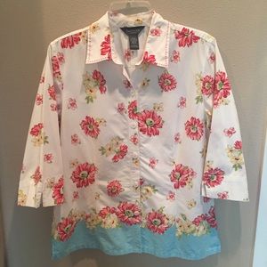 Vintage vibe 3/4 sleeve blouse so cute size L EUC